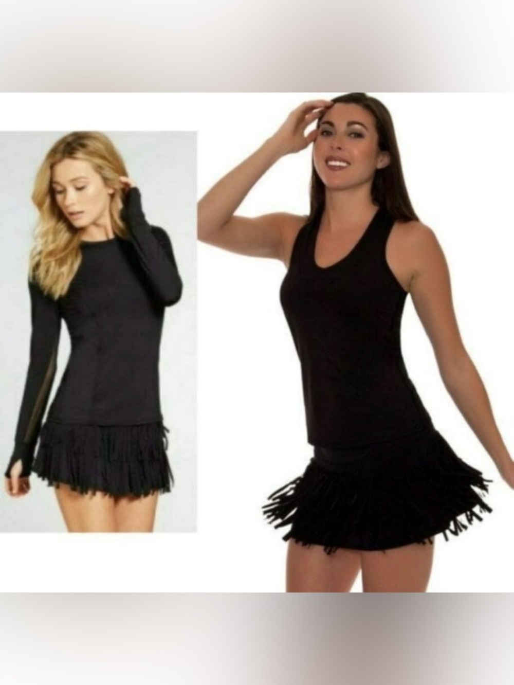 Lucky in Love Black Fringe tennis skirt/skort sz S.  EUC